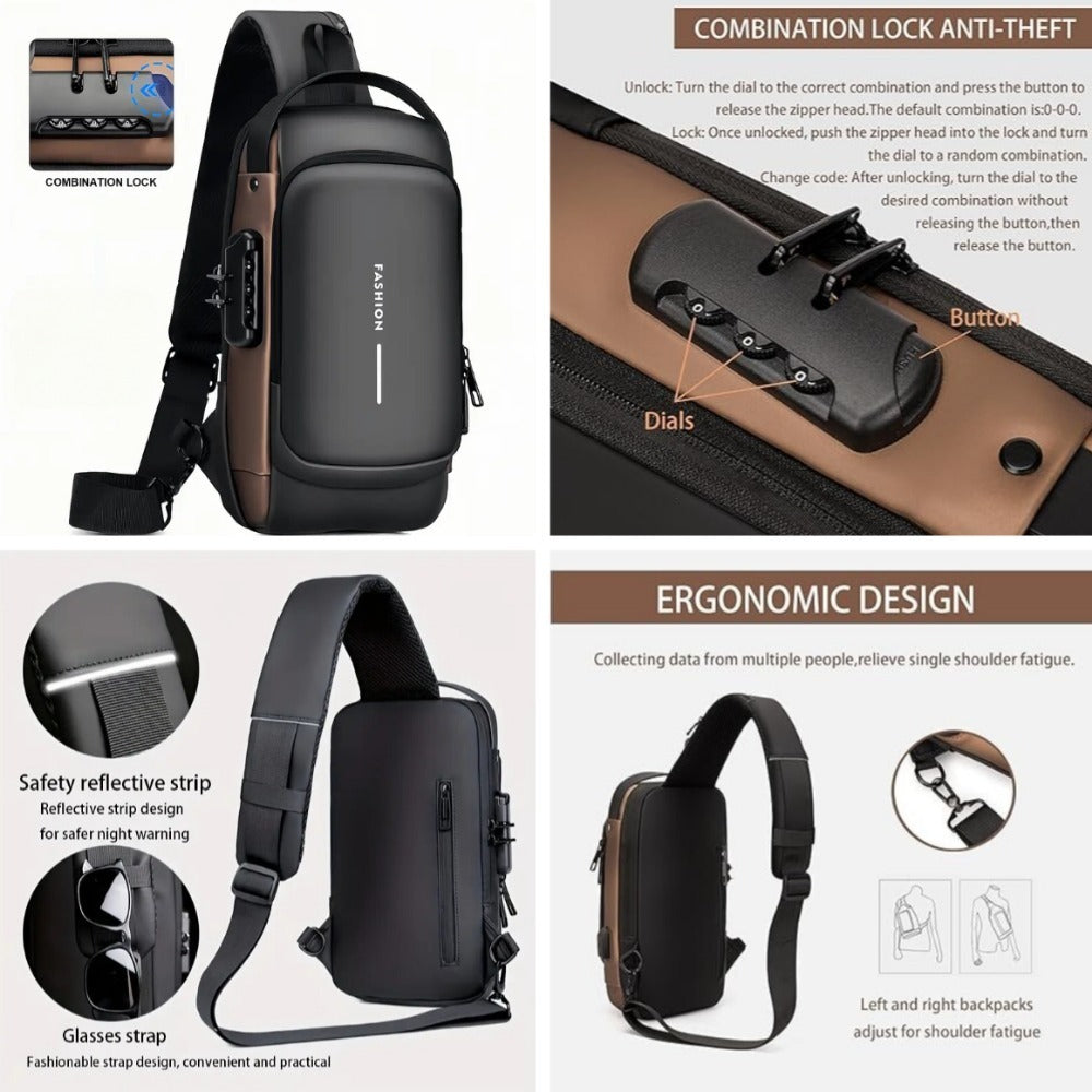 Men S Waterproof Motorcycle Chest Bag - Anti-Theft Shoulder Bag Oxford Fabric, Multifunctional For Hiking Outdoor Activities, Outdoor Shoulder Bag Versatile Carryall Durable Oxford Fabric