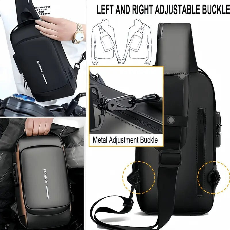 Men S Waterproof Motorcycle Chest Bag - Anti-Theft Shoulder Bag Oxford Fabric, Multifunctional For Hiking Outdoor Activities, Outdoor Shoulder Bag Versatile Carryall Durable Oxford Fabric