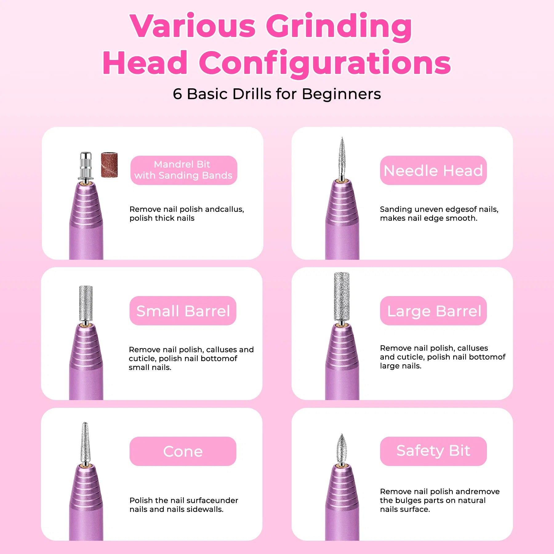 Portable Electric Nail Drill, Professional Nail File Kit For Acrylic, Gel Nails, Manicure Pedicure With Nail Drill Bits Sanding Bands Rose Gold