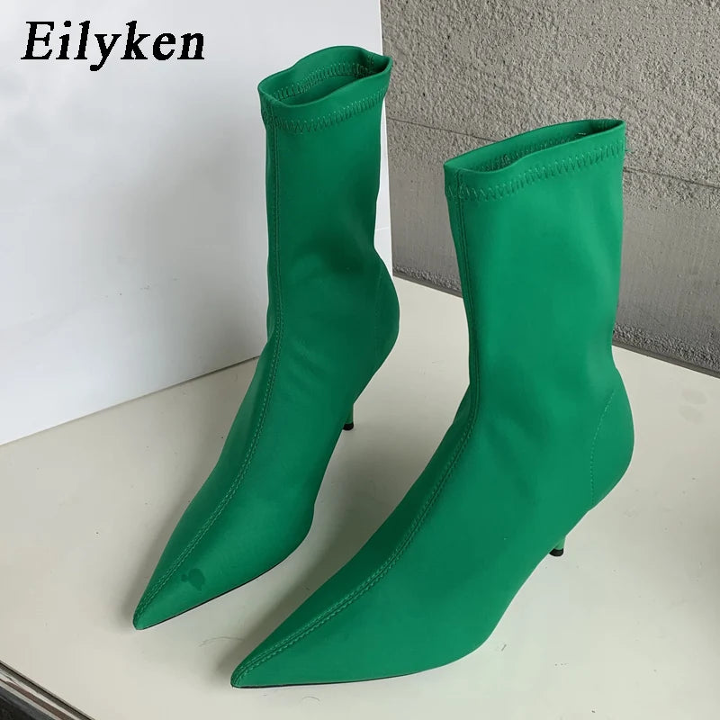 Eilyken New Spring Autumn Stretch Fabric Ankle Boots