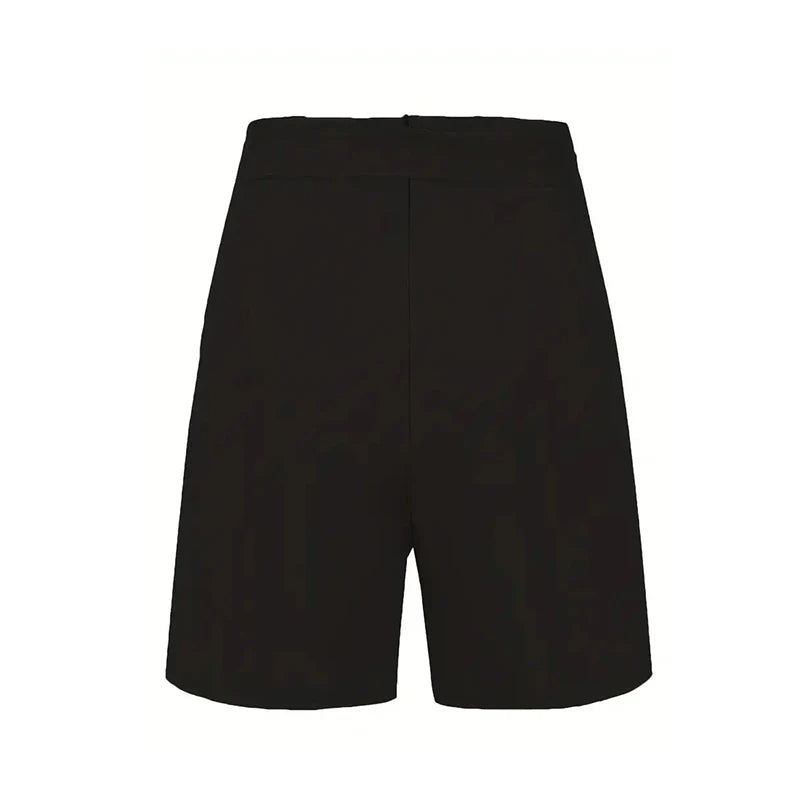 Y2K Solid Button Front Shorts with Tie Waist