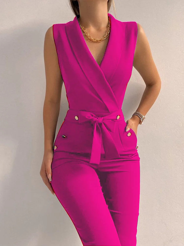 XXOWENLI Women's Casual V-Neck Jumpsuit