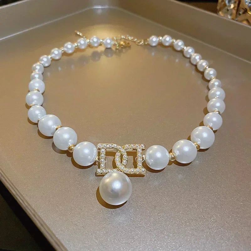 Elegant Pearl Clavicle Chain Jewelry Set