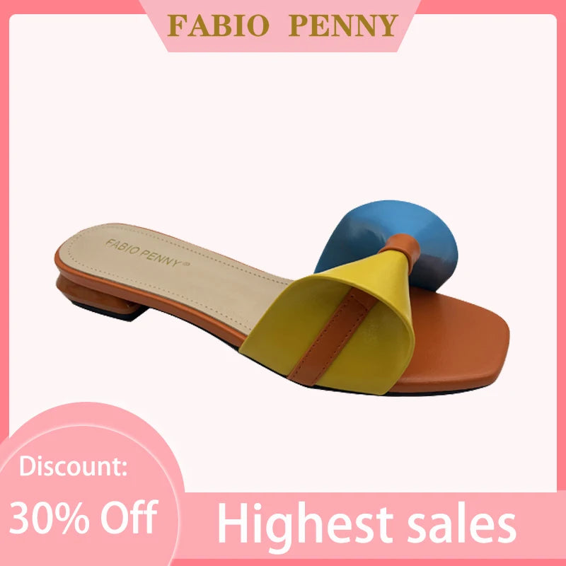 FABIO PENNY European Ladies Fashion Elegant Flare Low Heels