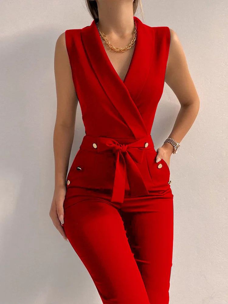 XXOWENLI Women's Casual V-Neck Jumpsuit