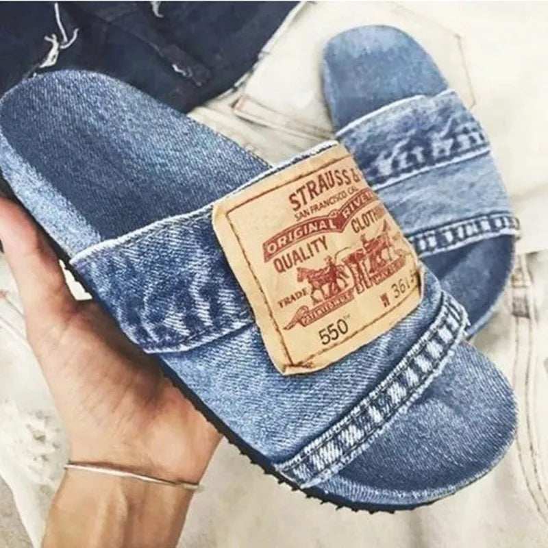 Fashion Denim Slipper Female Shoes