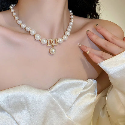 Elegant Pearl Clavicle Chain Jewelry Set