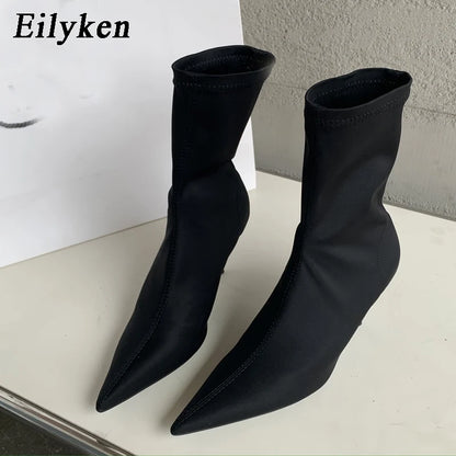 Eilyken New Spring Autumn Stretch Fabric Ankle Boots