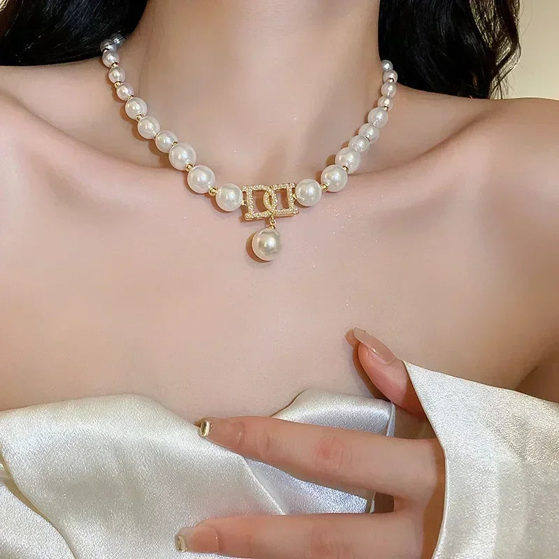 Elegant Pearl Clavicle Chain Jewelry Set