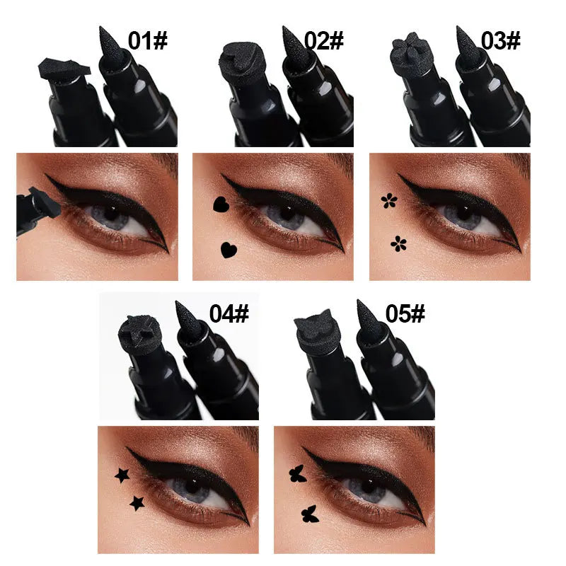 Double-Ended Waterproof Eyeliner Pen with Stamp