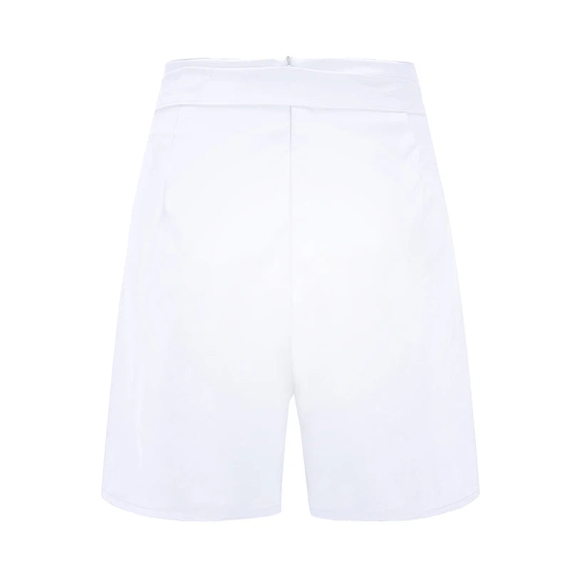 Y2K Solid Button Front Shorts with Tie Waist