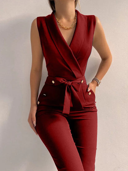 XXOWENLI Women's Casual V-Neck Jumpsuit