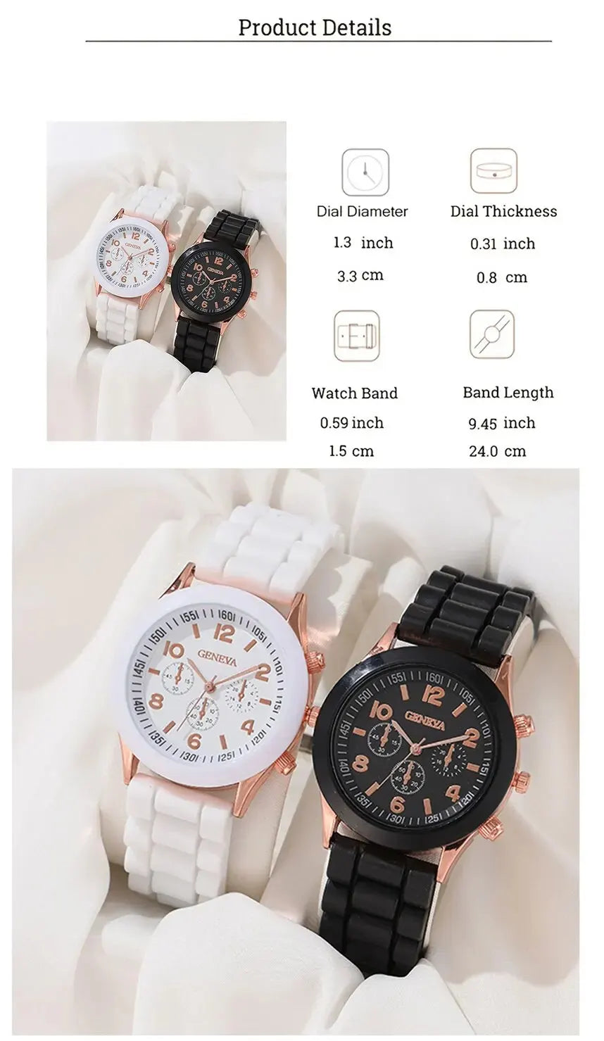 2Pcs Luxury Women's and Men's Watch Set