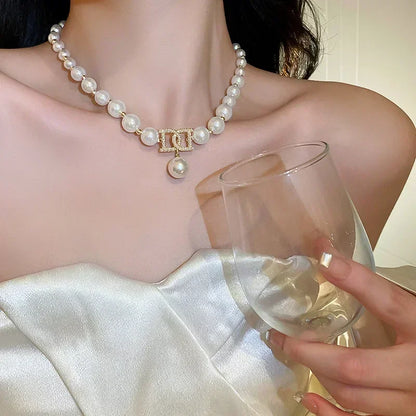 Elegant Pearl Clavicle Chain Jewelry Set